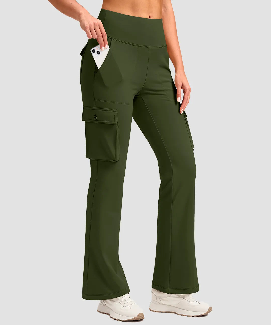 Fleece-Lined Cargo Flare Leggings - Image 13