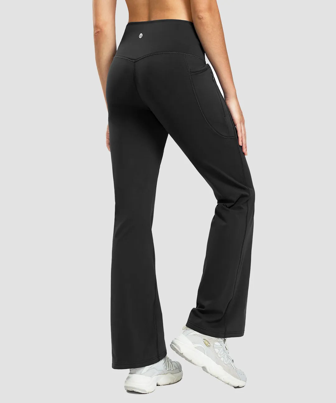 Fleece Lining Zip Pockets Flare Leggings - Image 3