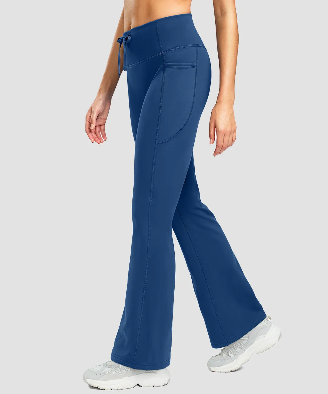 Fleece Lining Zip Pockets Flare Leggings - Image 30