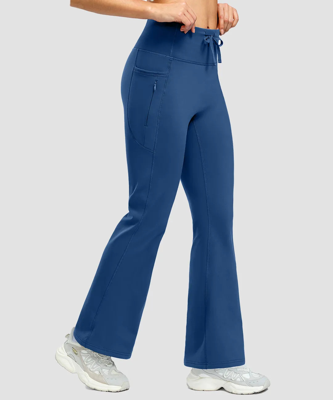 Fleece Lining Zip Pockets Flare Leggings - Image 29