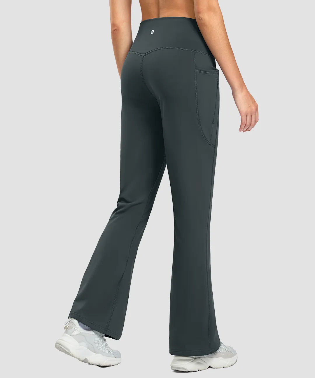 Fleece Lining Zip Pockets Flare Leggings - Image 19