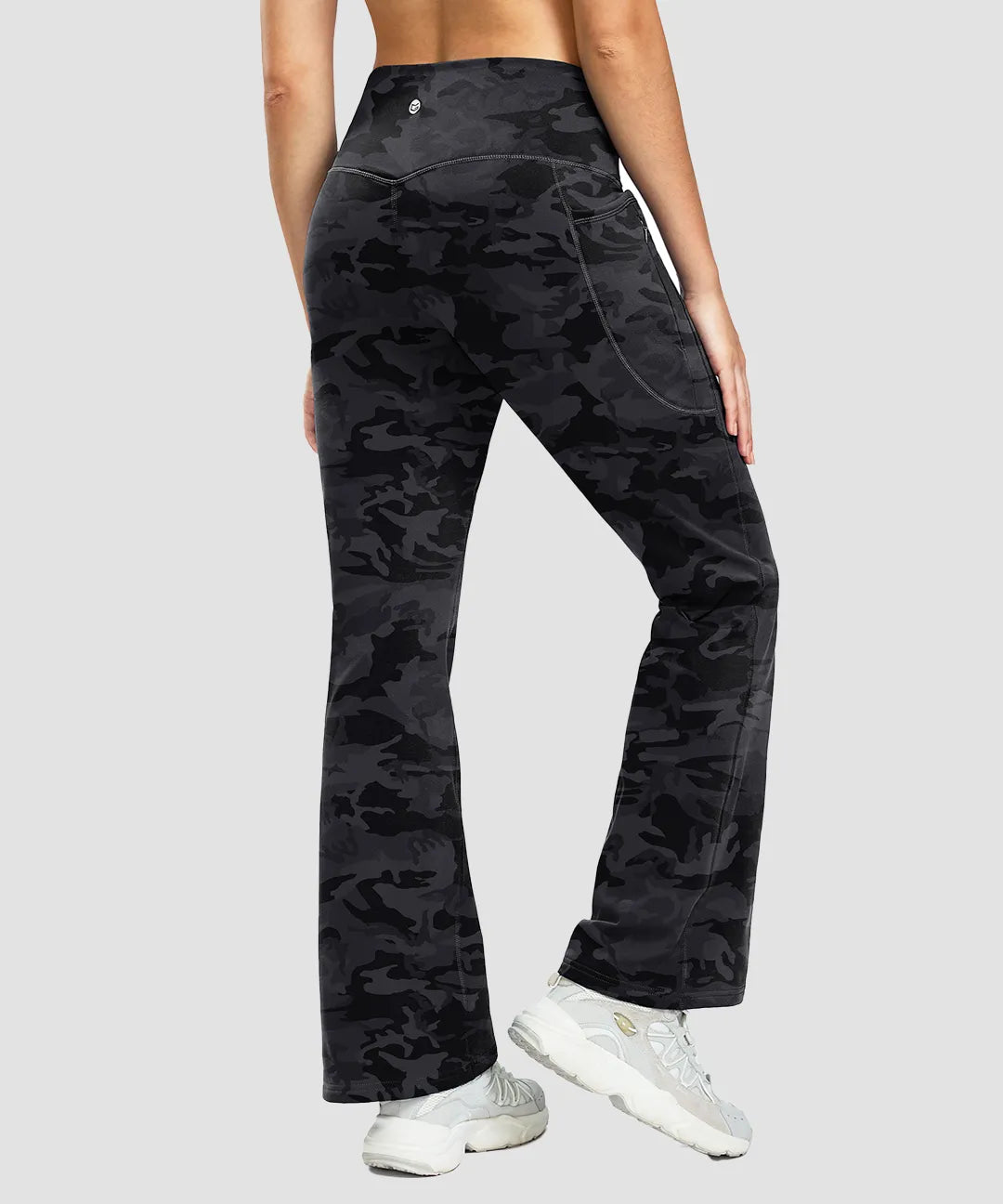 Fleece Lining Zip Pockets Flare Leggings - Image 27