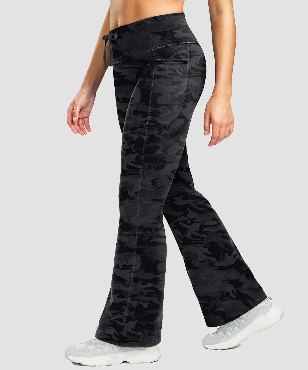 Fleece Lining Zip Pockets Flare Leggings - Image 26