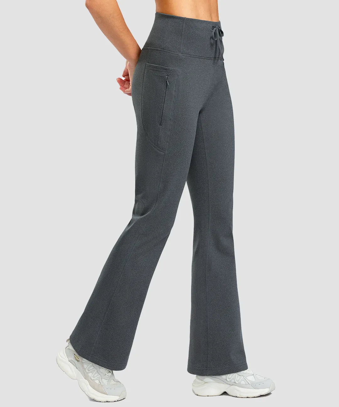 Fleece Lining Zip Pockets Flare Leggings - Image 10