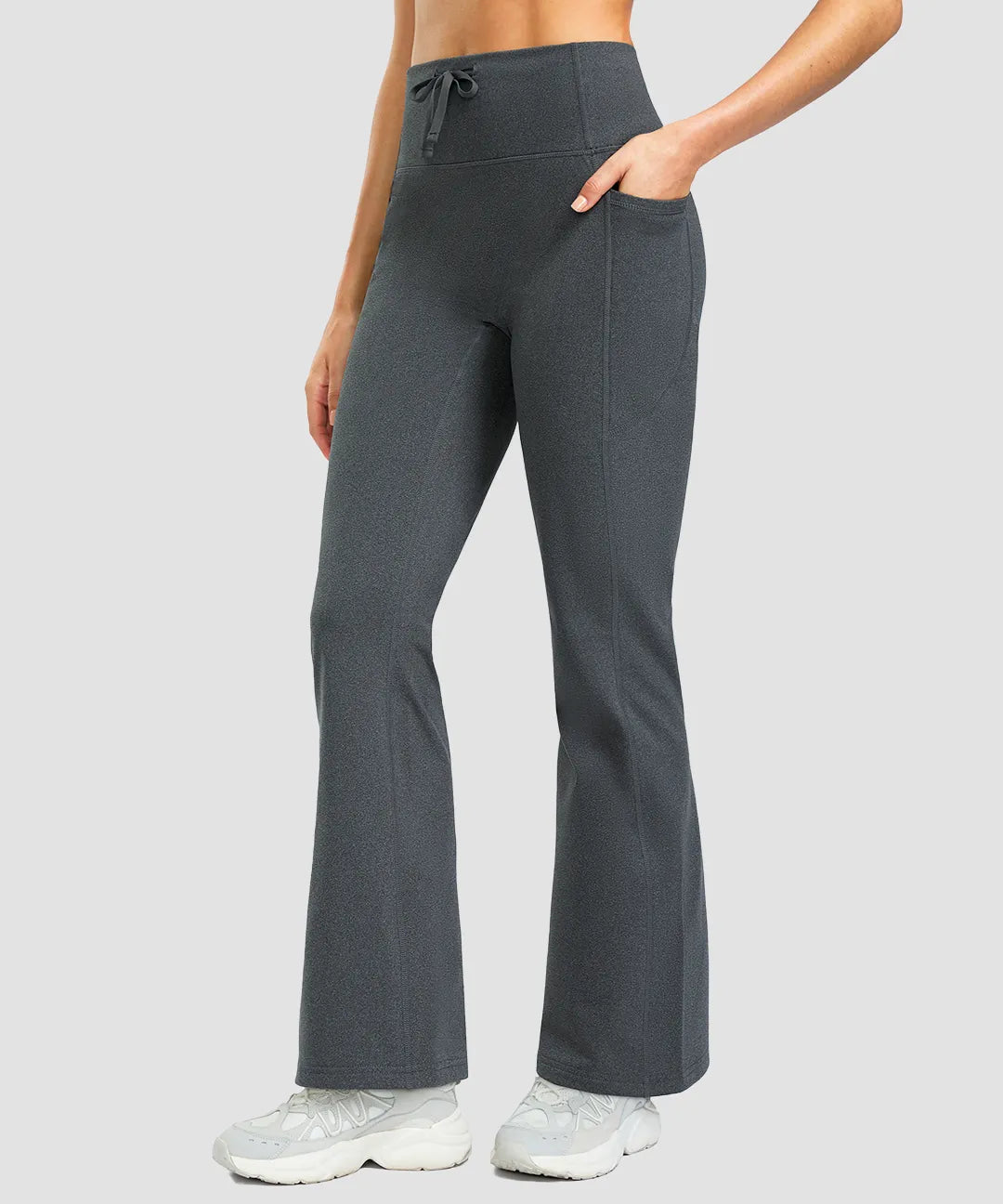 Fleece Lining Zip Pockets Flare Leggings - Image 9