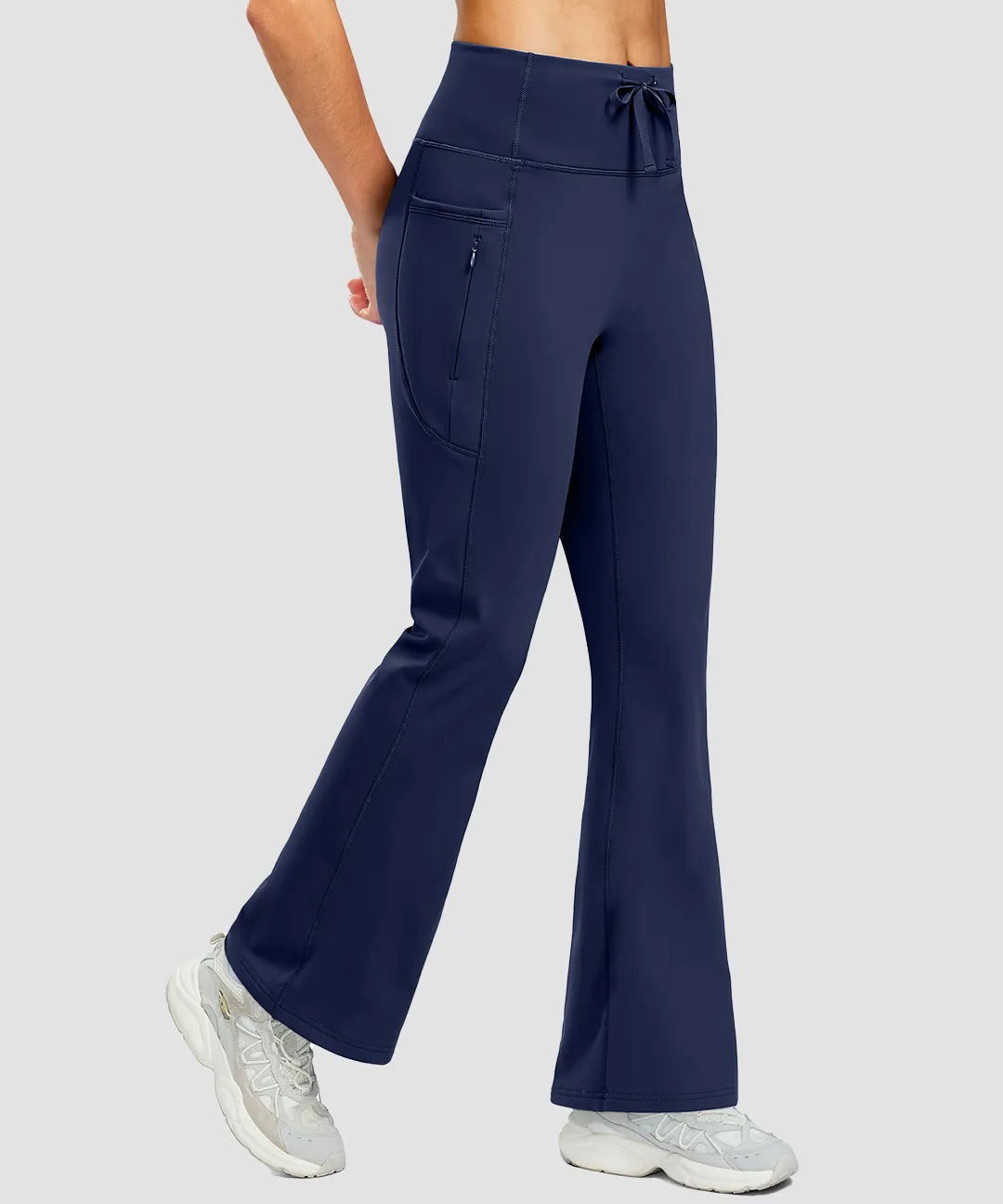 Fleece Lining Zip Pockets Flare Leggings - Image 5
