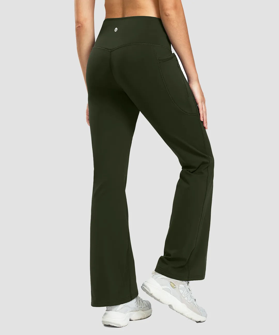 Fleece Lining Zip Pockets Flare Leggings - Image 23