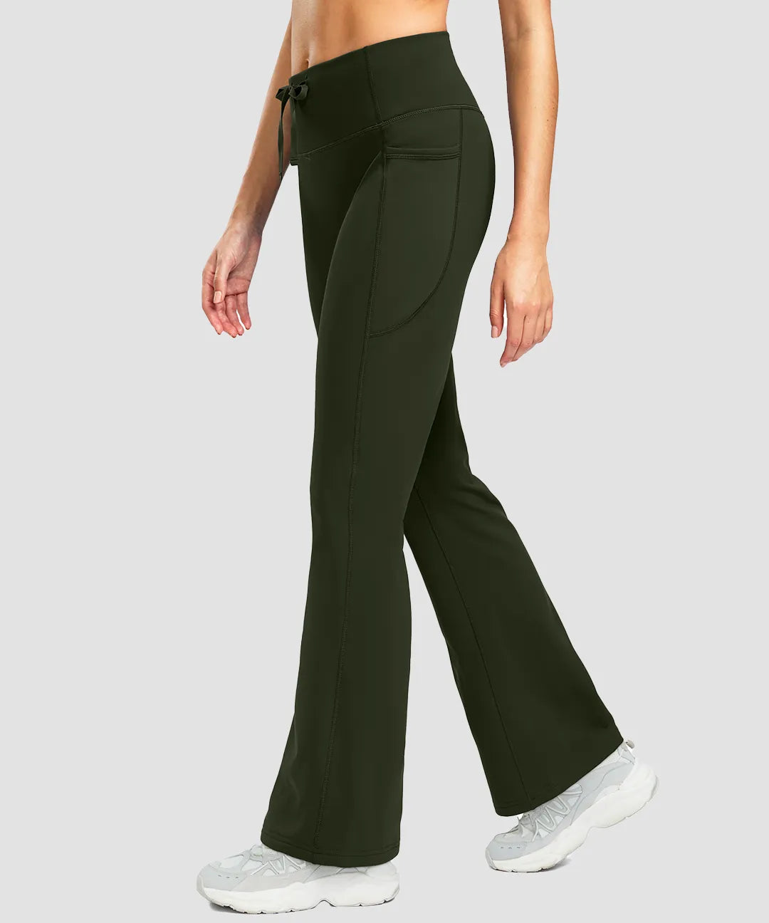 Fleece Lining Zip Pockets Flare Leggings - Image 22
