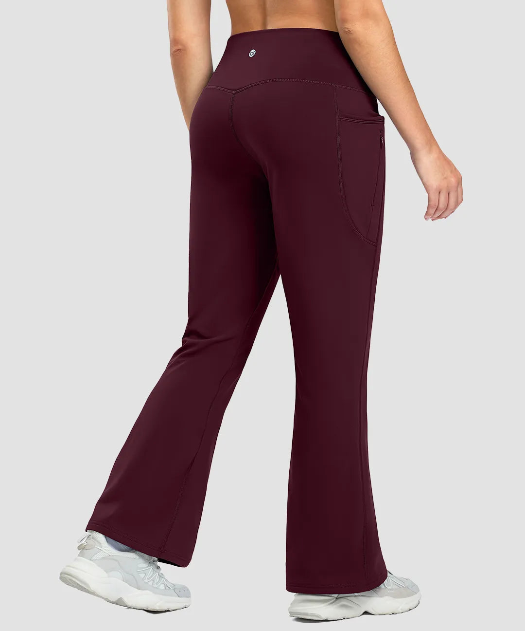 Fleece Lining Zip Pockets Flare Leggings - Image 15