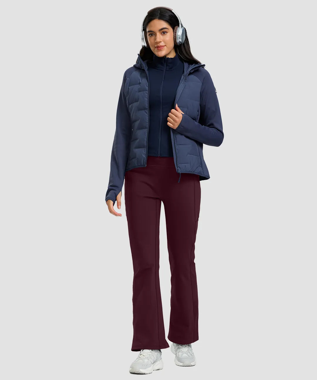 Fleece Lining Zip Pockets Flare Leggings - Image 16