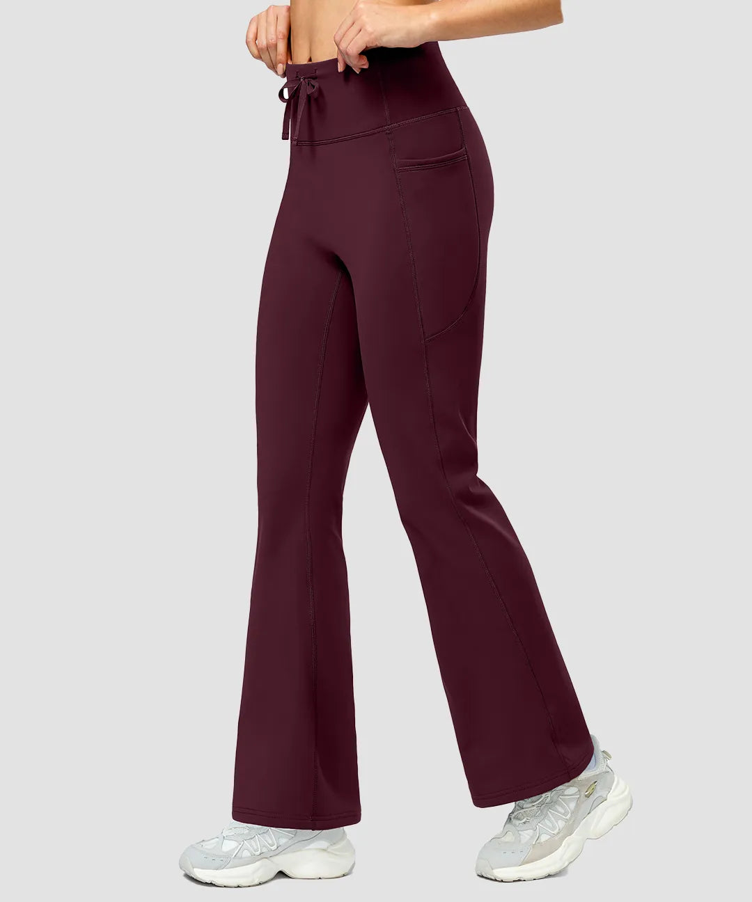 Fleece Lining Zip Pockets Flare Leggings - Image 14