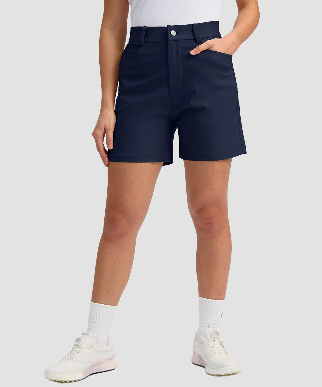 Mid Rise Flat Front Golf Shorts 5'' - Image 3