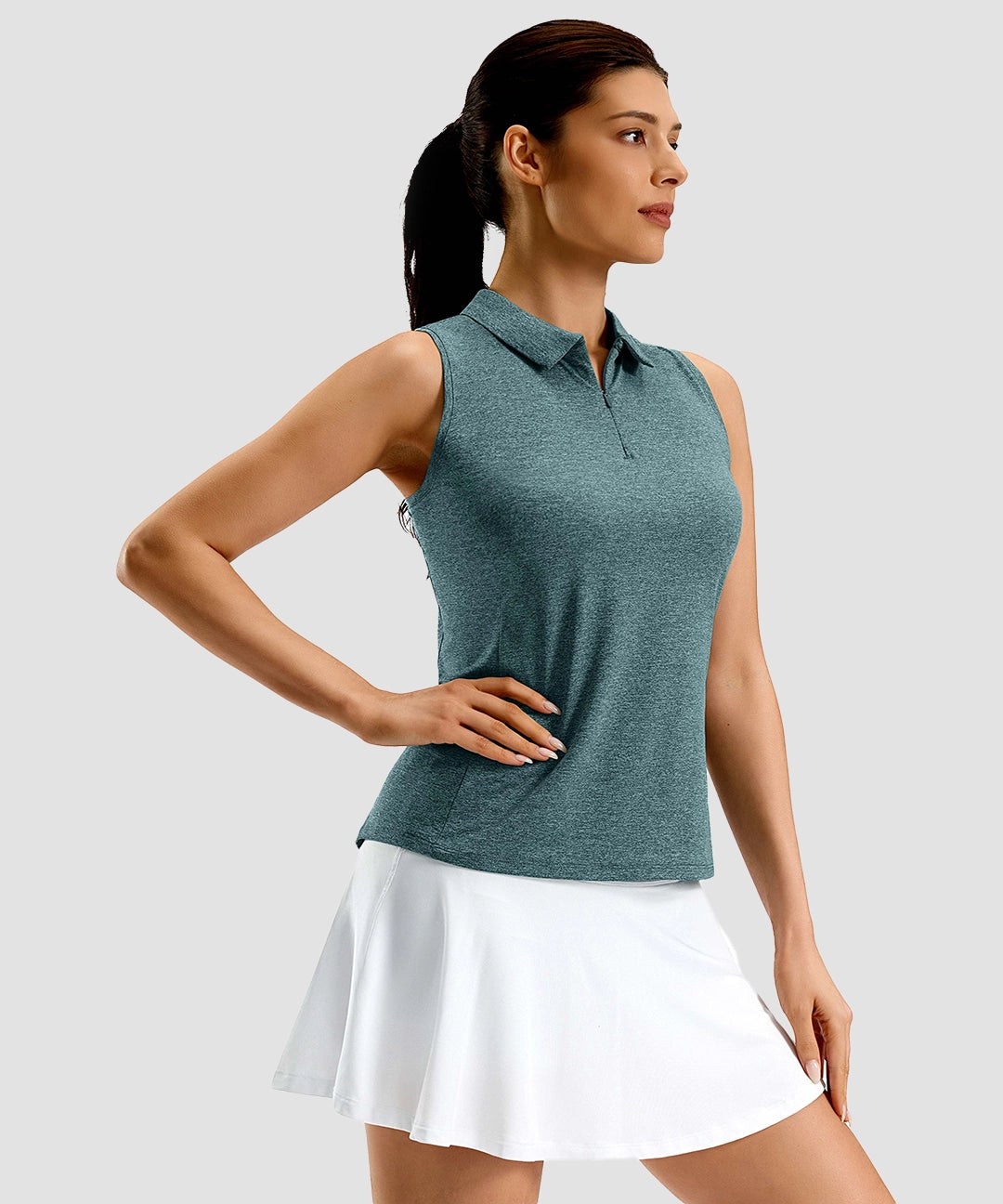 Racerback Quarter Zip Polo Tank - Image 23