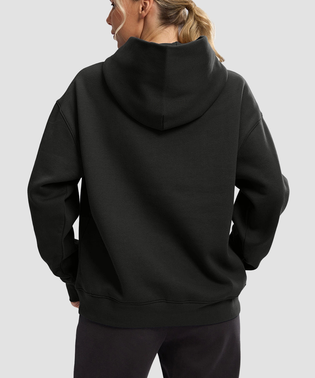 Solid Color Oversized Fleece Hoodie - Image 8