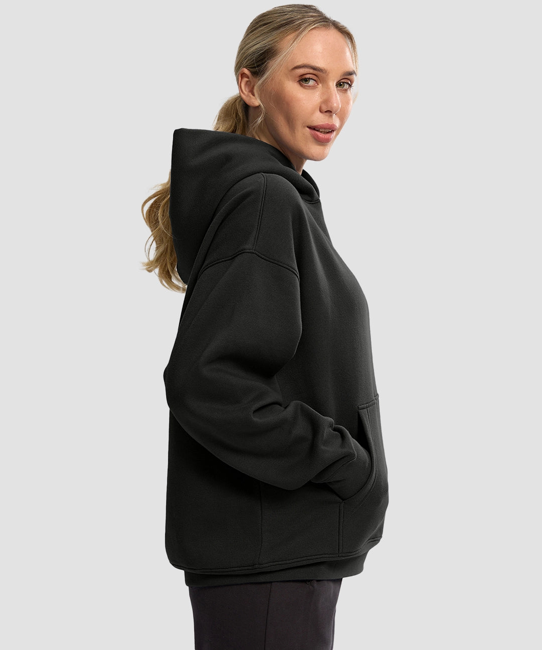 Solid Color Oversized Fleece Hoodie - Image 9
