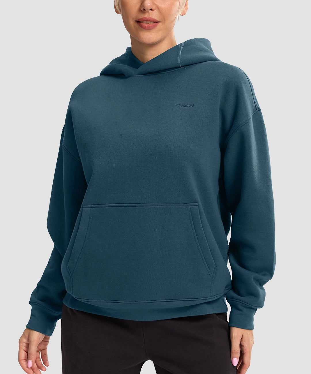 Solid Color Oversized Fleece Hoodie - Image 21