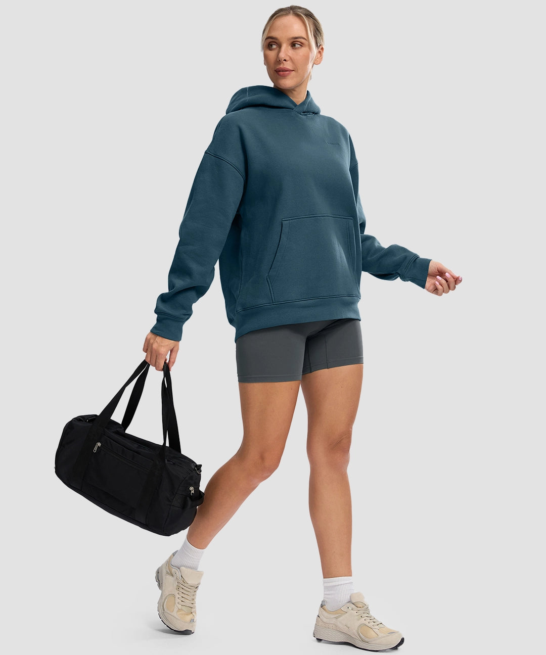 Solid Color Oversized Fleece Hoodie - Image 25