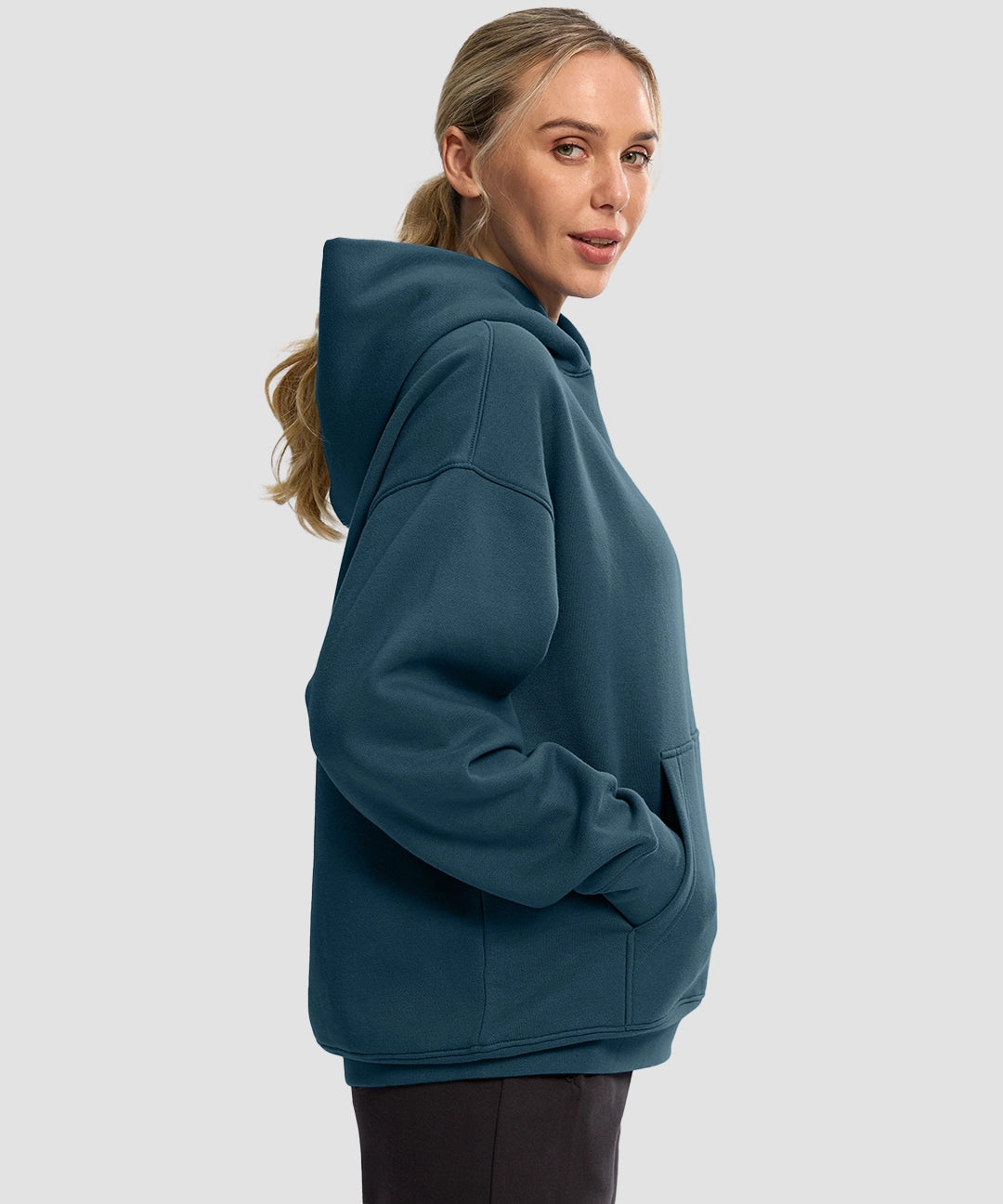 Solid Color Oversized Fleece Hoodie - Image 24