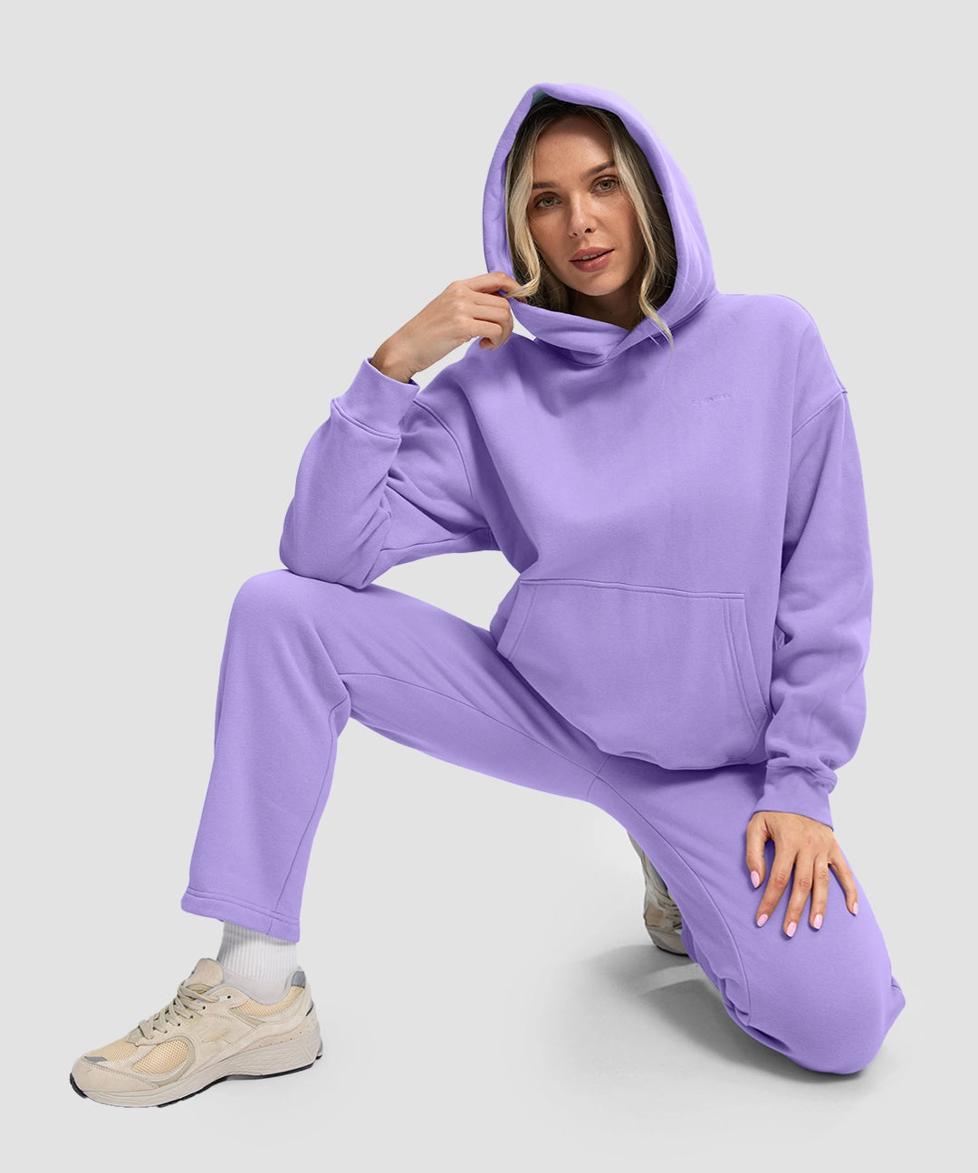 Solid Color Oversized Fleece Hoodie - Image 30